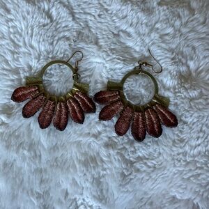 Chic Bronze and Gold Fan Earrings